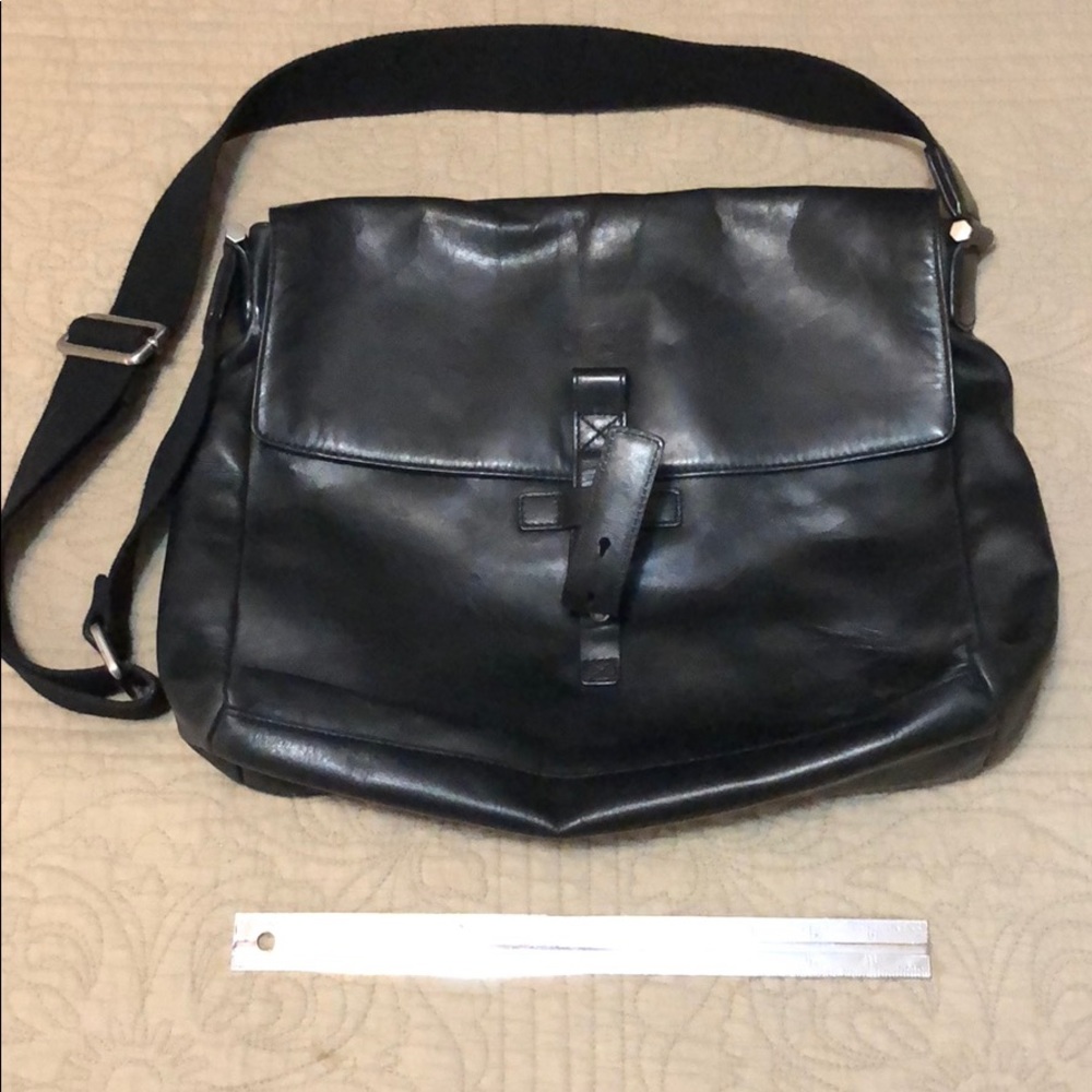 UGG black leather messenger bag